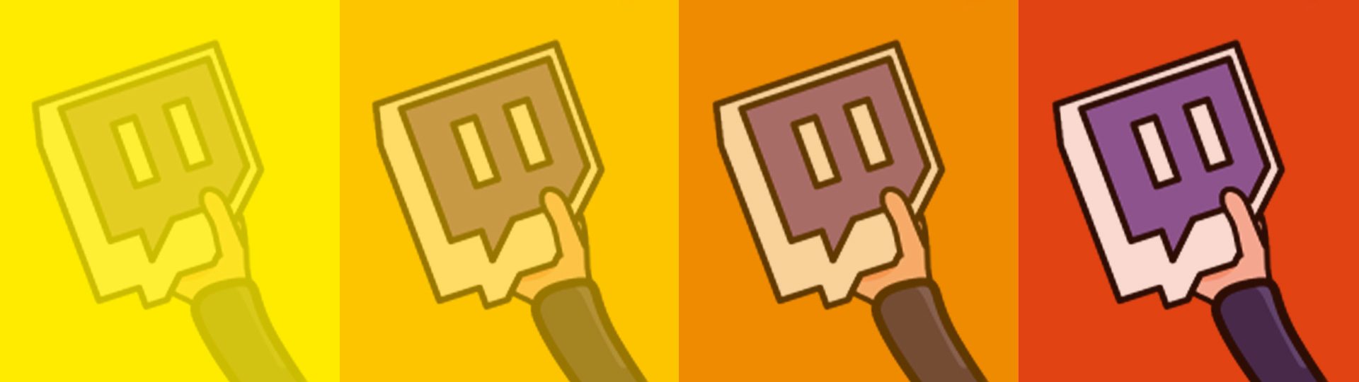 Grafika z logiem Twitch, astrakcja